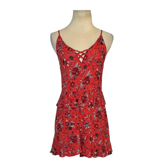 American Eagle red blue tank romper size 4 - Picture 1 of 15